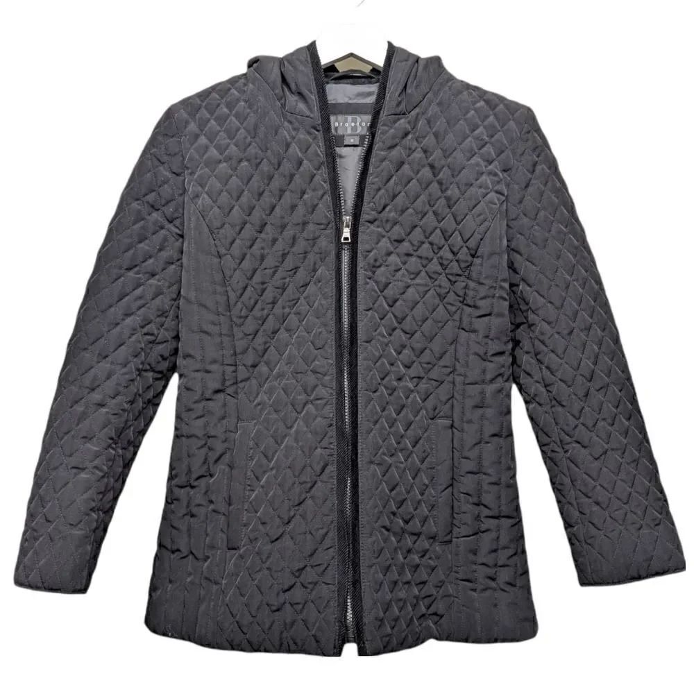 Braetan Women's Black Hooded Full Zip Quilted Jacket Size S